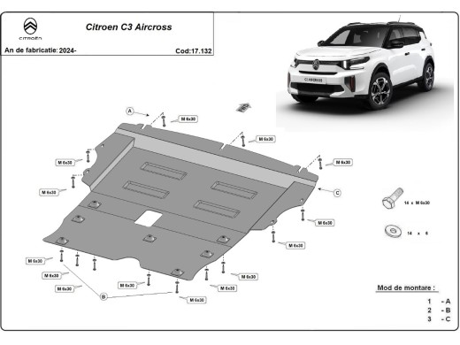 Stalowa Osłona pod silnik Citroen C3 Aircross