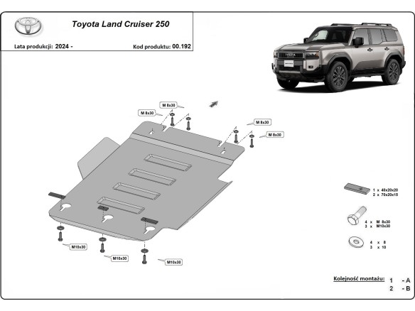 Stalowa Osłona skrzyni biegów Toyota Land Cruiser 250