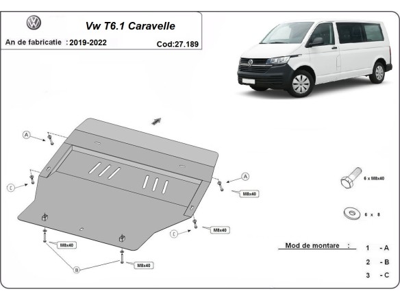 Stalowa Osłona pod silnik Volkswagen Transporter T6.1 Caravelle