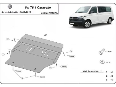Stalowa Osłona pod silnik galwanizowana Volkswagen Transporter T6.1Caravelle