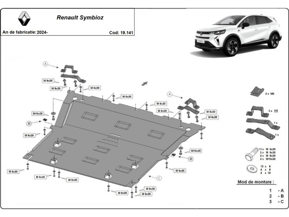 Stalowa Osłona pod silnik Renault Symbioz 