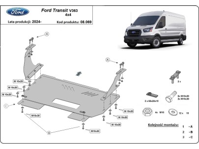 Stalowa Osłona pod silnik Ford Transit V363 4x4