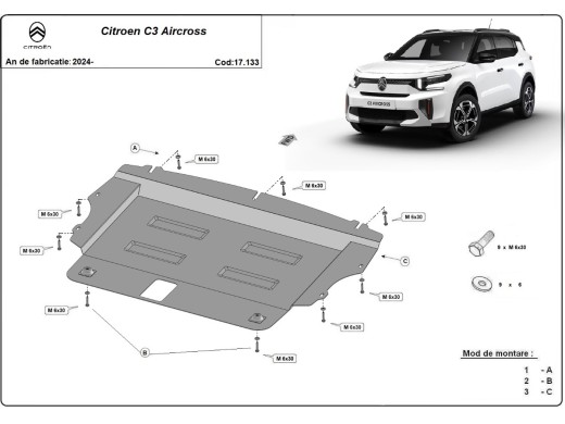 Stalowa Osłona pod silnik Citroen C3 Aircross