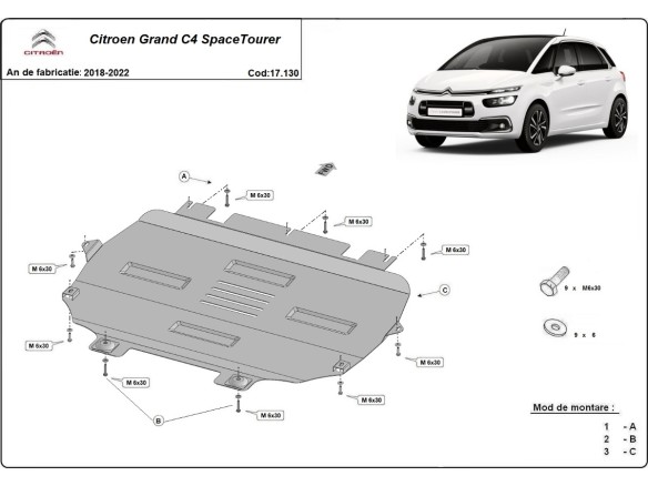 Stalowa Osłona pod silnik Citroen Grand C4 SpaceTourer