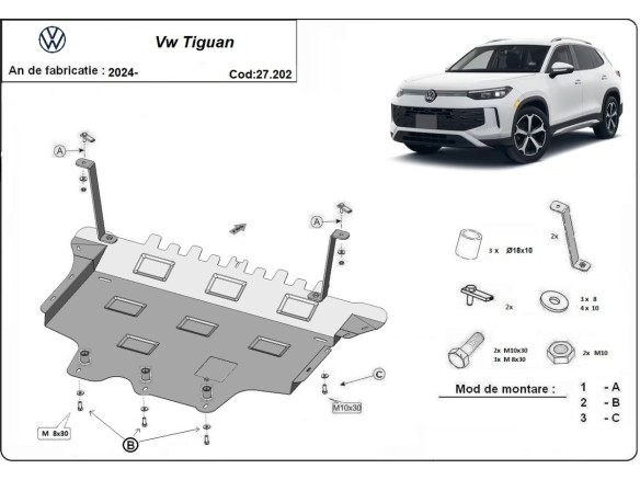 Stalowa Osłona pod silnik Volkswagen Tiguan