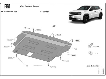 Stalowa Osłona pod silnik Fiat Grande Panda