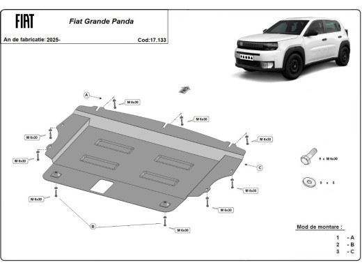 Stalowa Osłona pod silnik Fiat Grande Panda