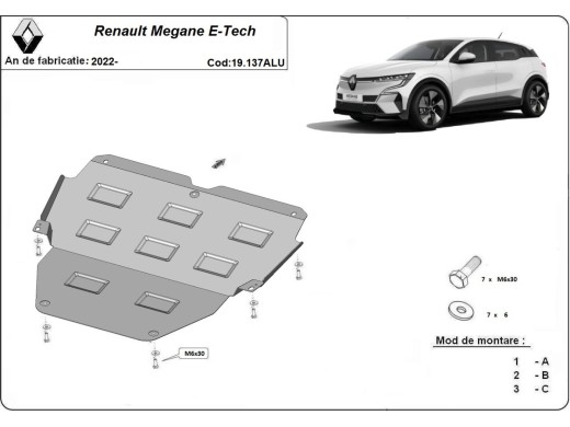 Aluminium Osłona pod silnik Renault Megane E-Tech
