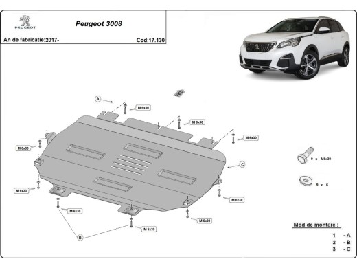 Stalowa Osłona pod silnik Peugeot 3008