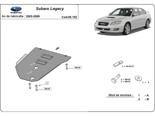 Stalowa Osłona manualnej  skrzyni biegów Subaru Legacy