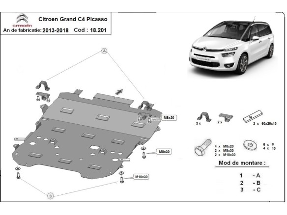 Stalowa Osłona pod silnik Citroen Grand C4 Picasso