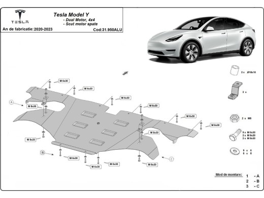 Tylna aluminiowa osłona silnika elektrycznego – Tesla Model Y