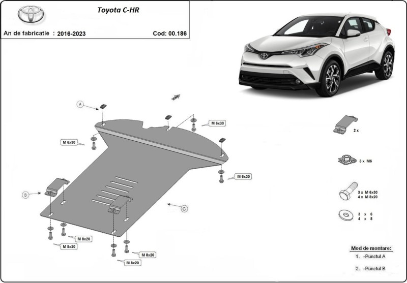 Stalowa Osłona pod katalizator Toyota C-HR (2016-2023)