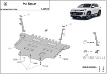 Acier plaque couvercle cache protection moteur Volkswagen Tiguan (2024-2026)