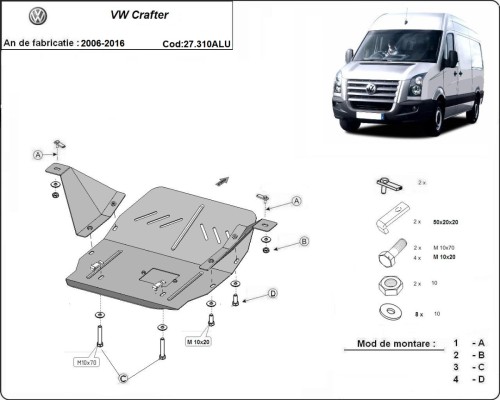 Aluminium Osłona pod silnik Volkswagen Crafter (2006-2016)