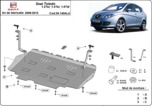 Aluminium Osłona pod silnik Seat Toledo 3 (2009-2012)
