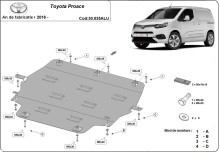Aluminium plaque couvercle cache protection moteur Toyota Proace (2016-2026)