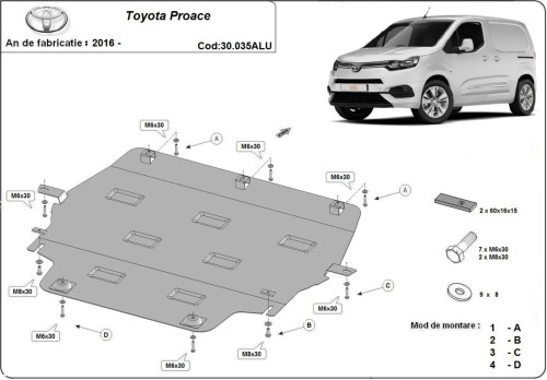 Stalowa Osłona pod silnik Toyota Proace Aluminium (2016-2026)