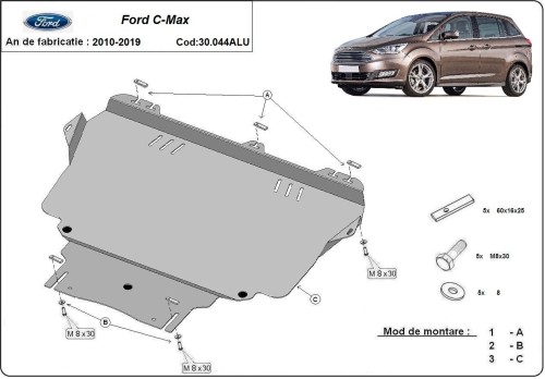 Stalowa Osłona pod silnik Ford C-max Aluminium (2010-2019)