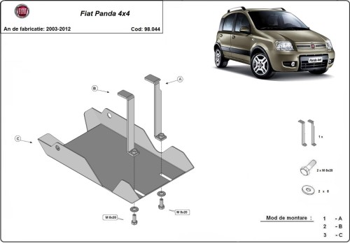 Stalowa Osłona dyferencjału Fiat Panda 4x4 (2003-2012)