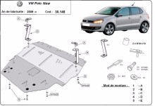 Acier plaque couvercle cache protection moteur VW Polo essence (2009-2017)