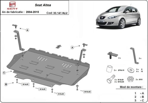 Aluminium Osłona pod silnik Seat Altea (2004-2015)