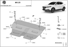 Acier plaque couvercle cache protection moteur MG ZS (2017-2024)