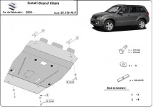 Aluminium plaque couvercle cache protection moteur Suzuki Grand Vitara (2005-2019)