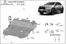 Acier plaque couvercle cache protection moteur Citroen DS7 Crossback (2017-2026)