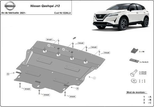 Stalowa Osłona pod silnik Nissan Qashqai J12 Aluminium (2021-2026)