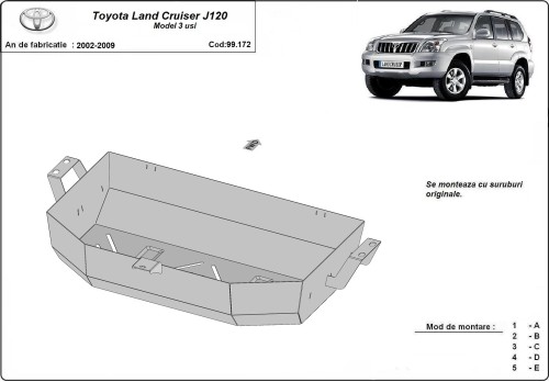Stalowa Osłona zbiornika paliwa Toyota Land Cruiser J120 - tylko dla wersji 3-drzwiowej (2002-2009)
