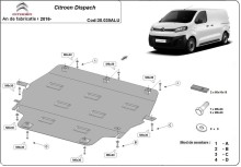 Aluminium plaque couvercle cache protection moteur Citroen Dispatch (2016-2026)