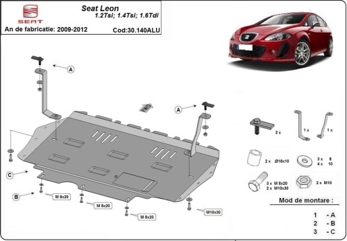 Aluminium Osłona pod silnik Seat Leon Mk2 (2009-2012)