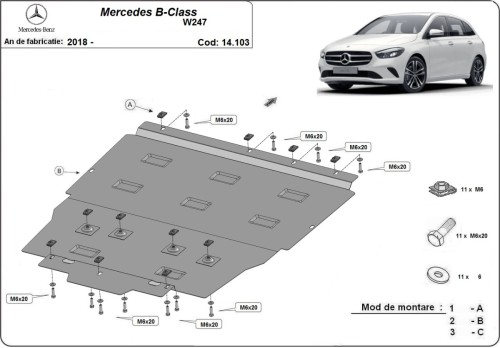 Stalowa Osłona pod silnik Mercedes B-Class W247 (2018-2026)