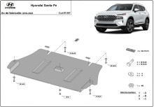 Acier plaque couvercle cache protection catalyseur Hyundai Santa Fe (2018-2023)