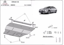 Acier plaque couvercle cache protection moteur citroen C5 (2008-2019)