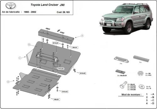 Stalowa Osłona pod silnik Toyota Land Cruiser J90 / J95 (1995-2002)