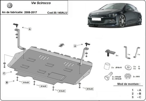 Stalowa Osłona pod silnik Volkswagen Scirocco Aluminium (2008-2017)