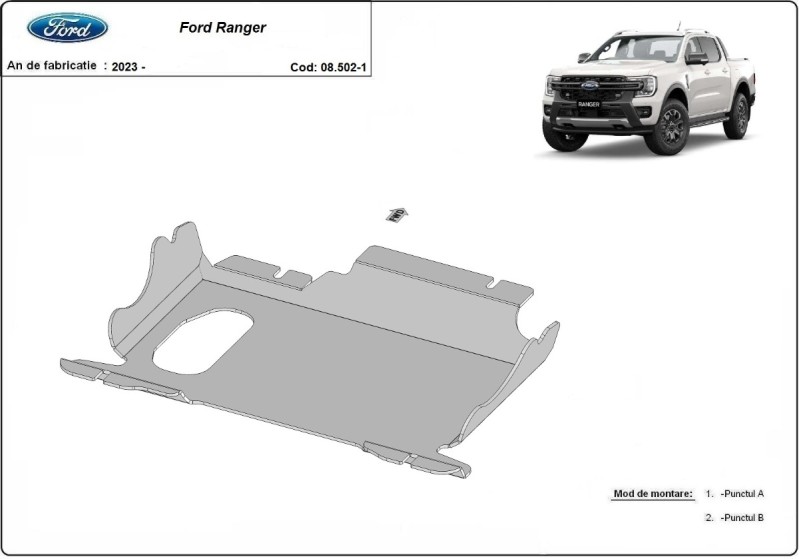 Acier plaque couvercle cache protection moteur Ford Ranger (2023-2026)