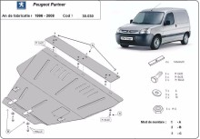 Acier plaque couvercle cache protection moteur Peugeot Partner (1996-2008)