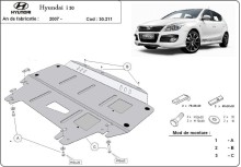 Acier plaque couvercle cache protection moteur Hyundai I30 (2007-2011)