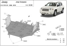 Acier plaque couvercle cache protection moteur Jeep Compass (2006-2016)