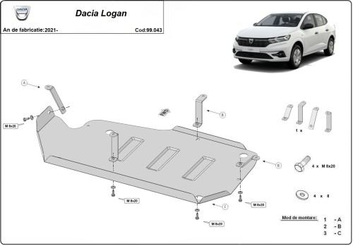 Stalowa Osłona zbiornika paliwa Dacia Logan (2021-2026)
