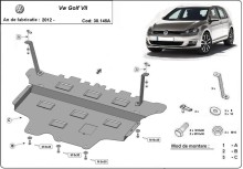 Acier plaque couvercle cache protection moteur VW Golf 6 (2012-2021)