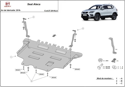 Aluminium Osłona pod silnik Seat Ateca (2016-2026)