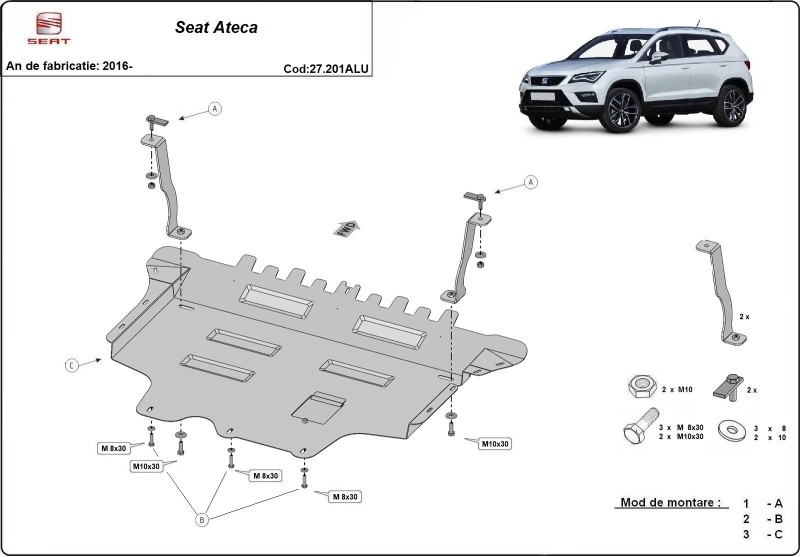 Aluminium Osłona pod silnik Seat Ateca (2016-2026)