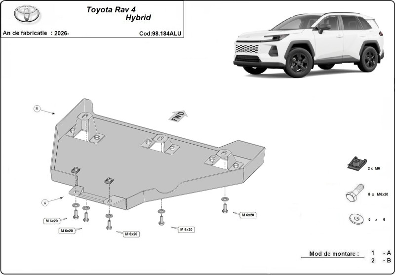 Aluminium - Osłona dyferencjału Toyota Rav4 (2026-2026)