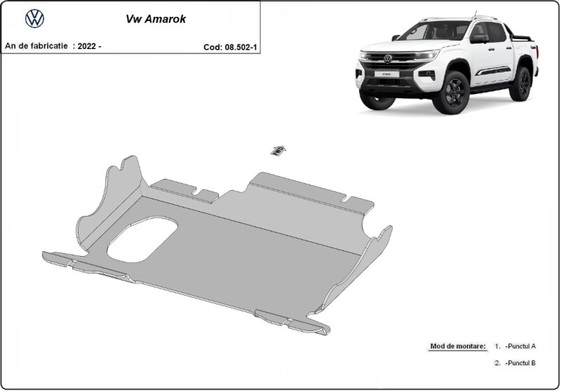 Acier plaque couvercle cache protection moteur Volkswagen Amarok (2022-2026)