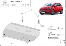 Acier plaque couvercle cache protection moteur Opel Crossland X (2014-2019)