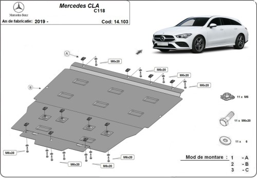 Stalowa Osłona pod silnik Mercedes CLA C118 (2018-2026)